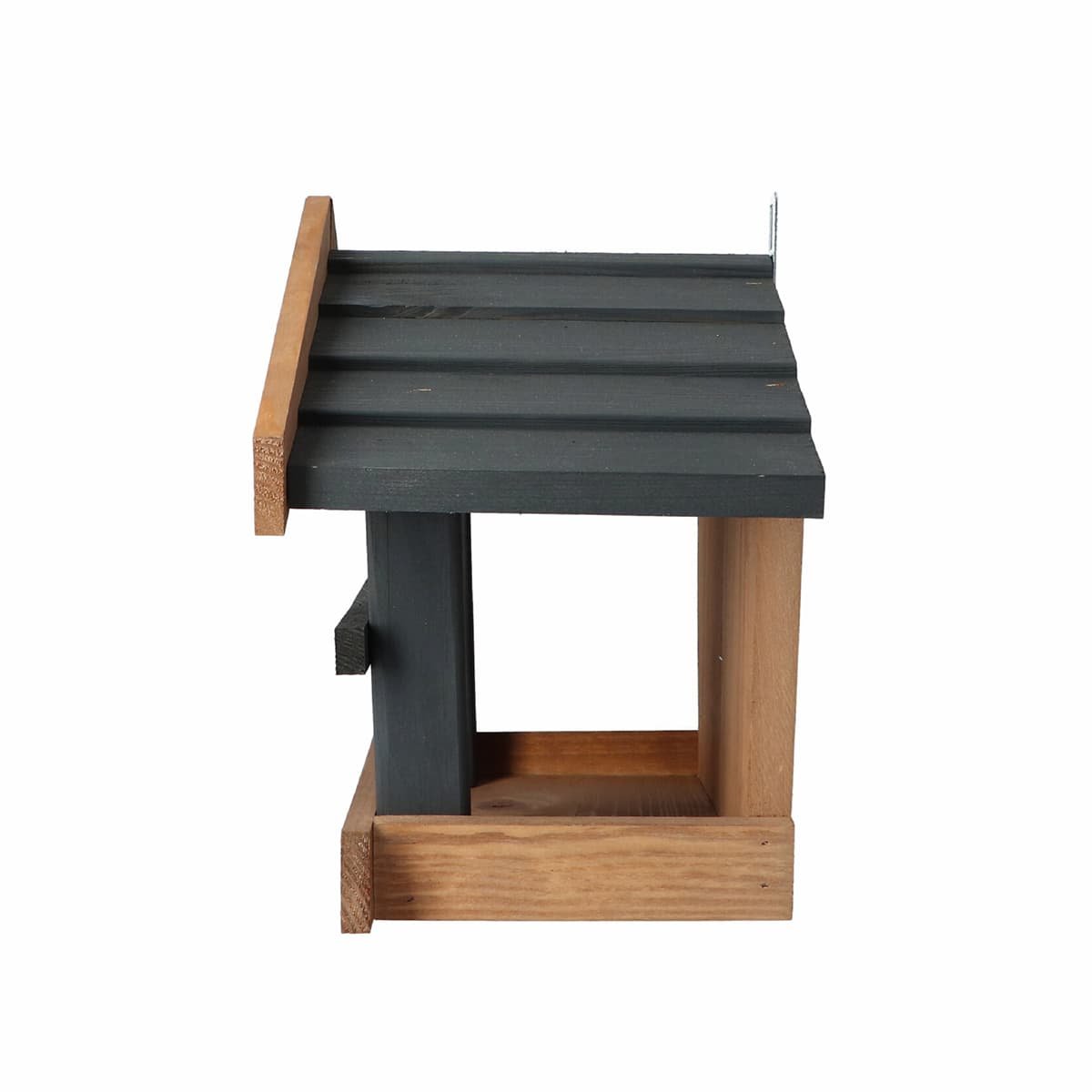 Træfoderbræt til havens fugle med mørkt tag