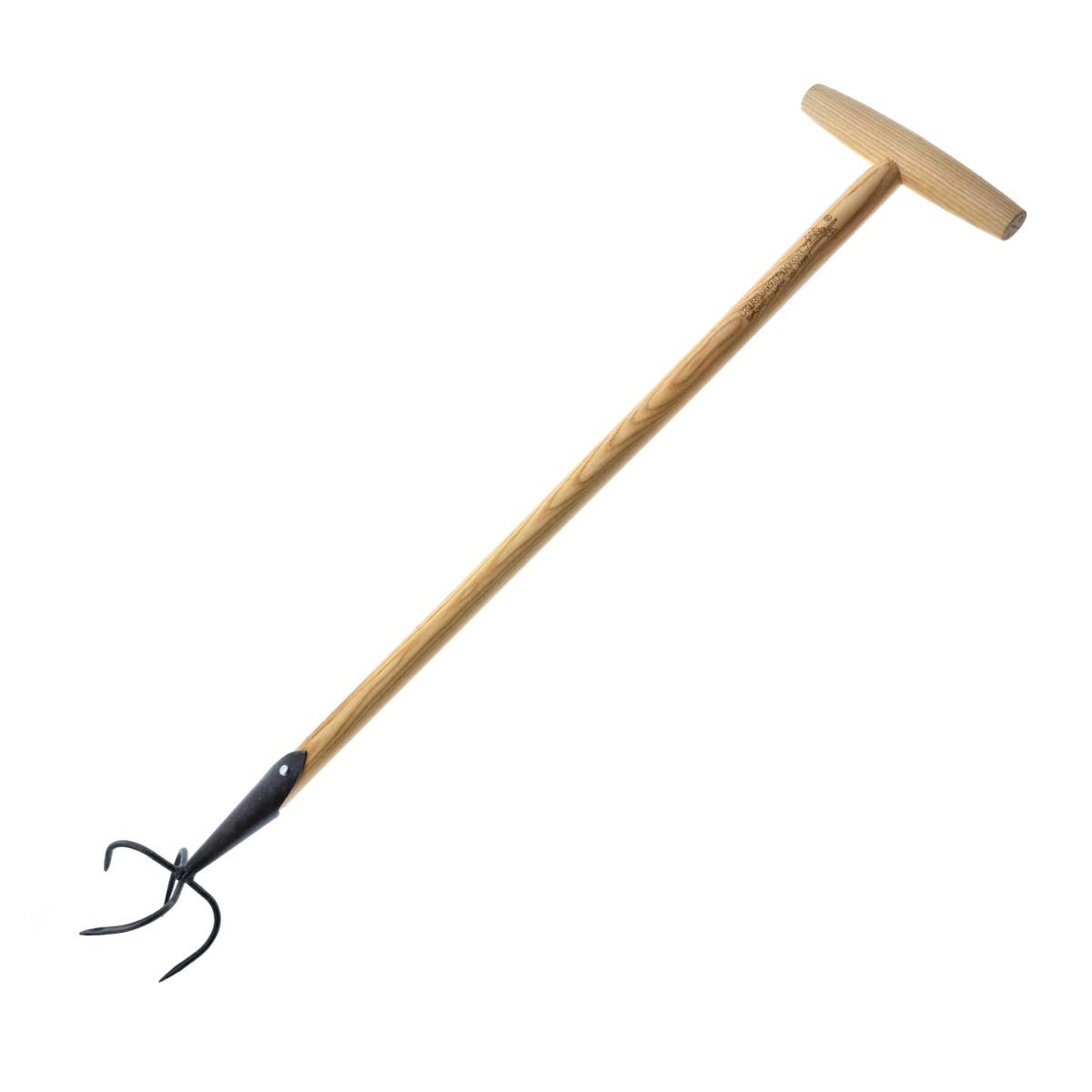 Kultivator med buede tænder og T-greb i asketræ - 105 cm
