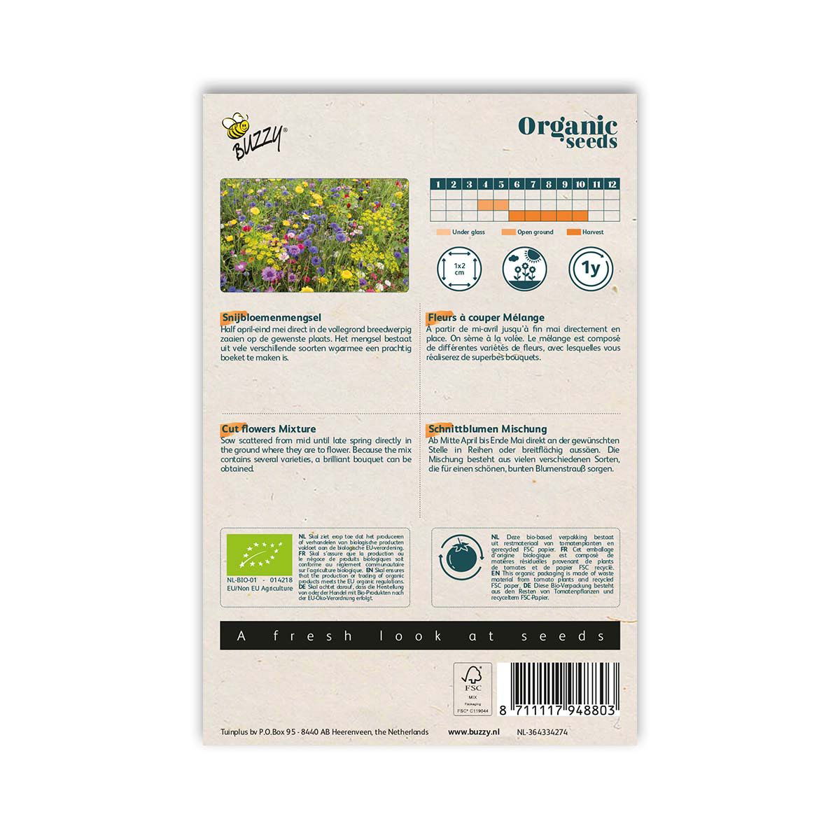 Buzzy økologiske frø til farverig snitblomsterblanding