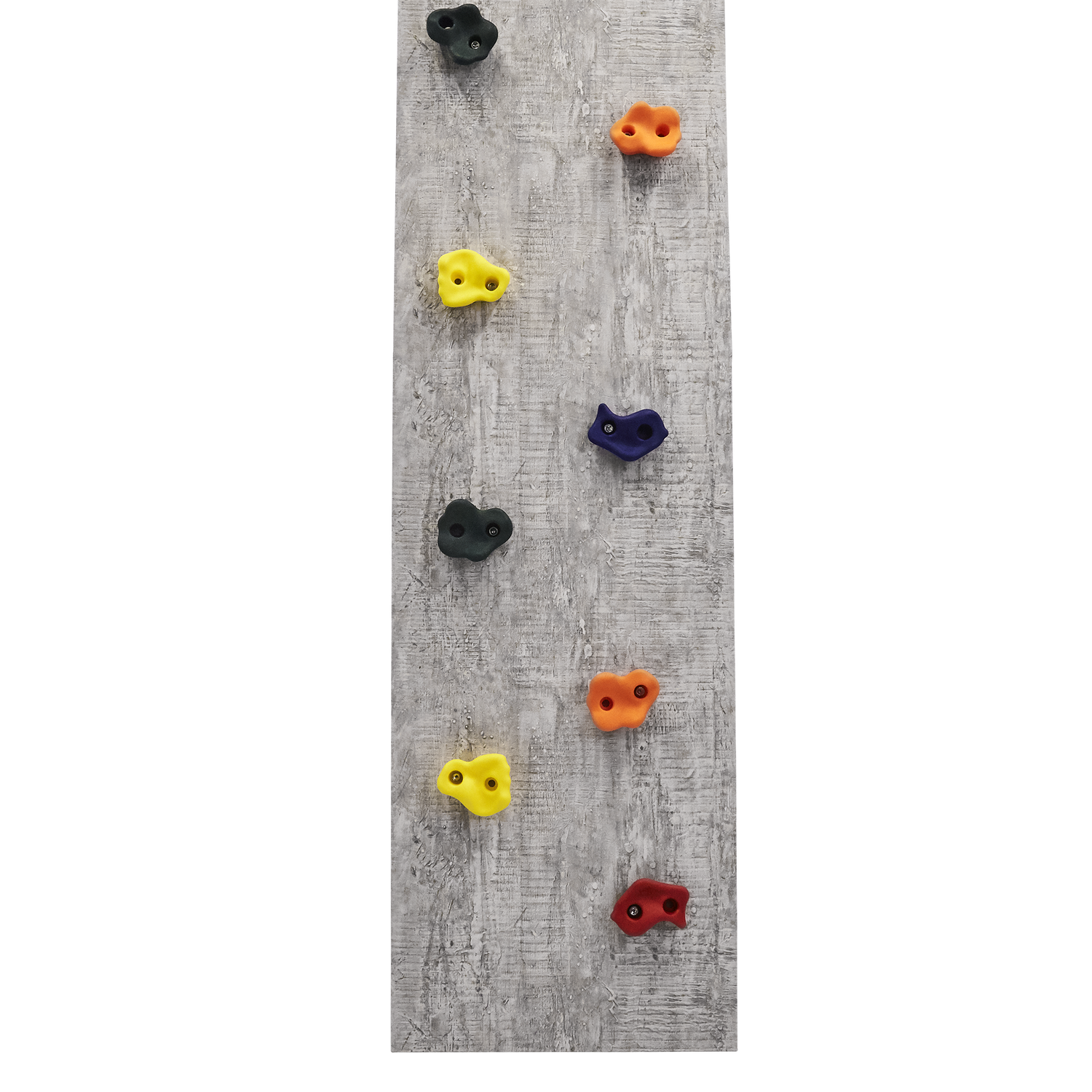 Grå klatreplade med farvede klatregreb