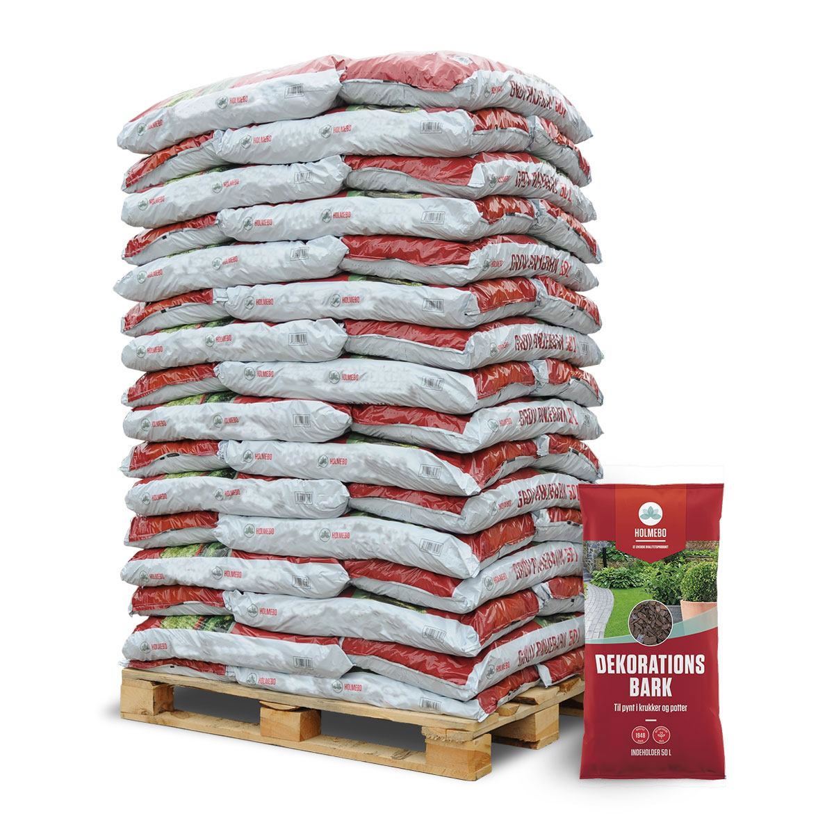 Palle med sække dekorationsbark til havebrug