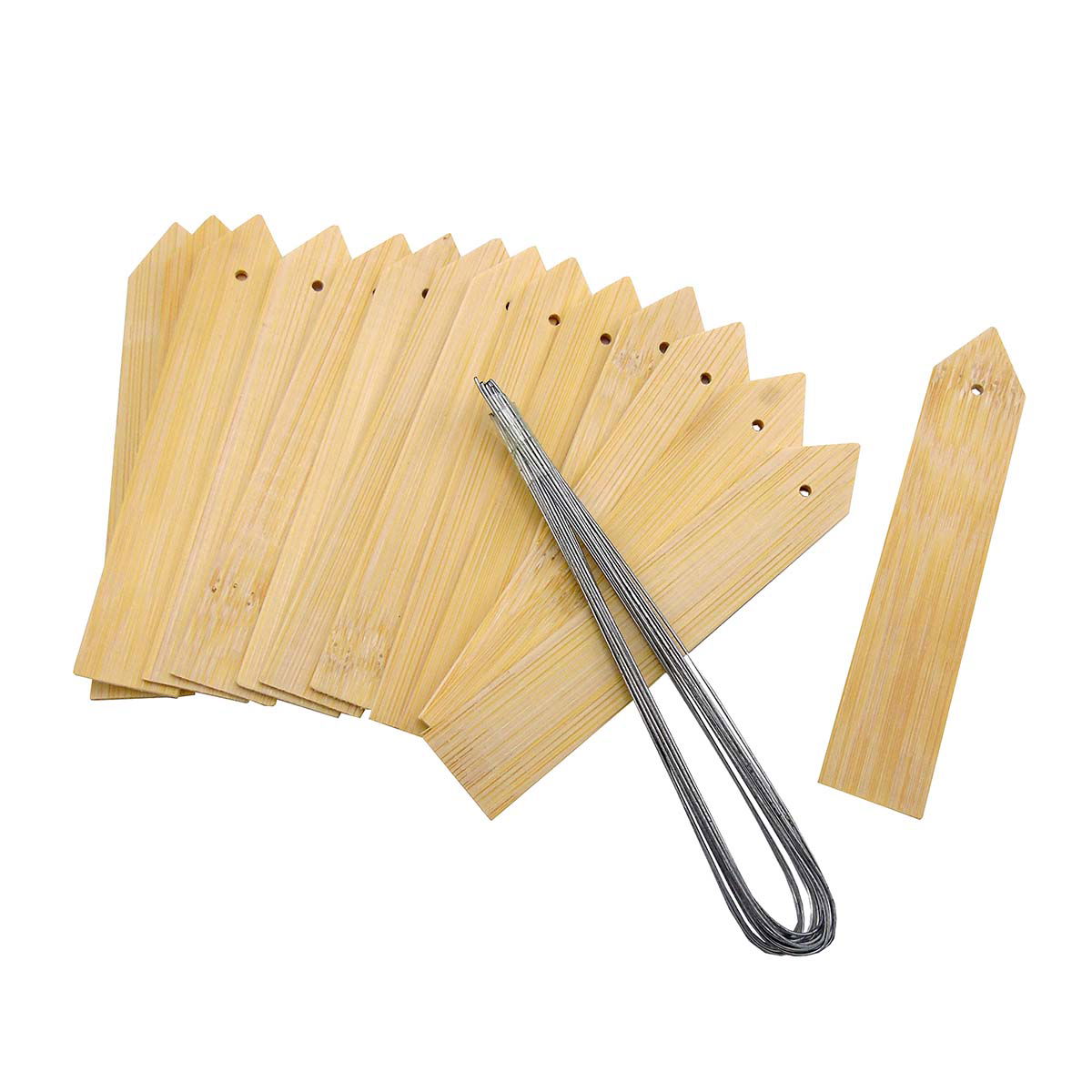 Sæt bambus plantepinde og metalholder til havebrug