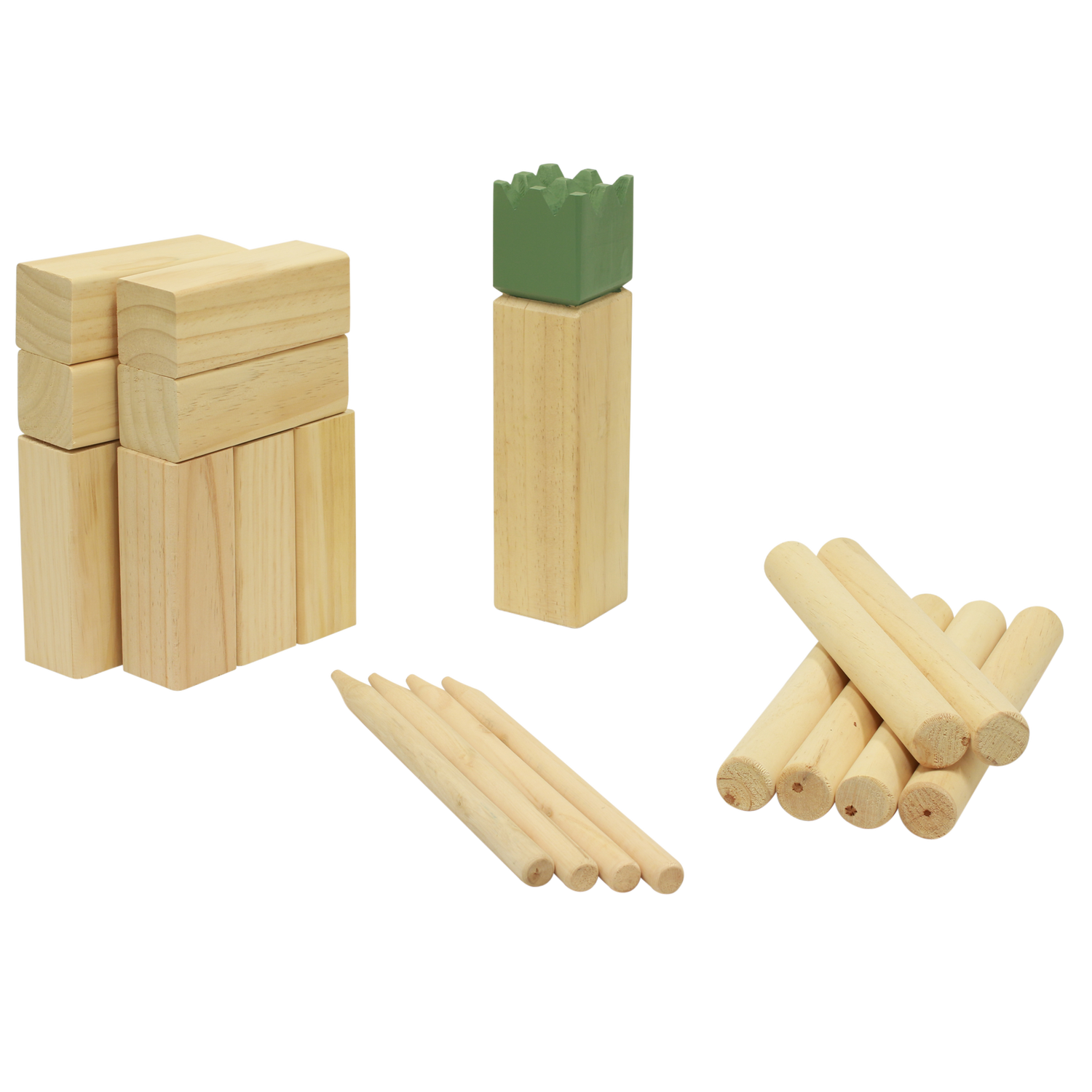 Komplet Kubb sæt i lyst træ til haven