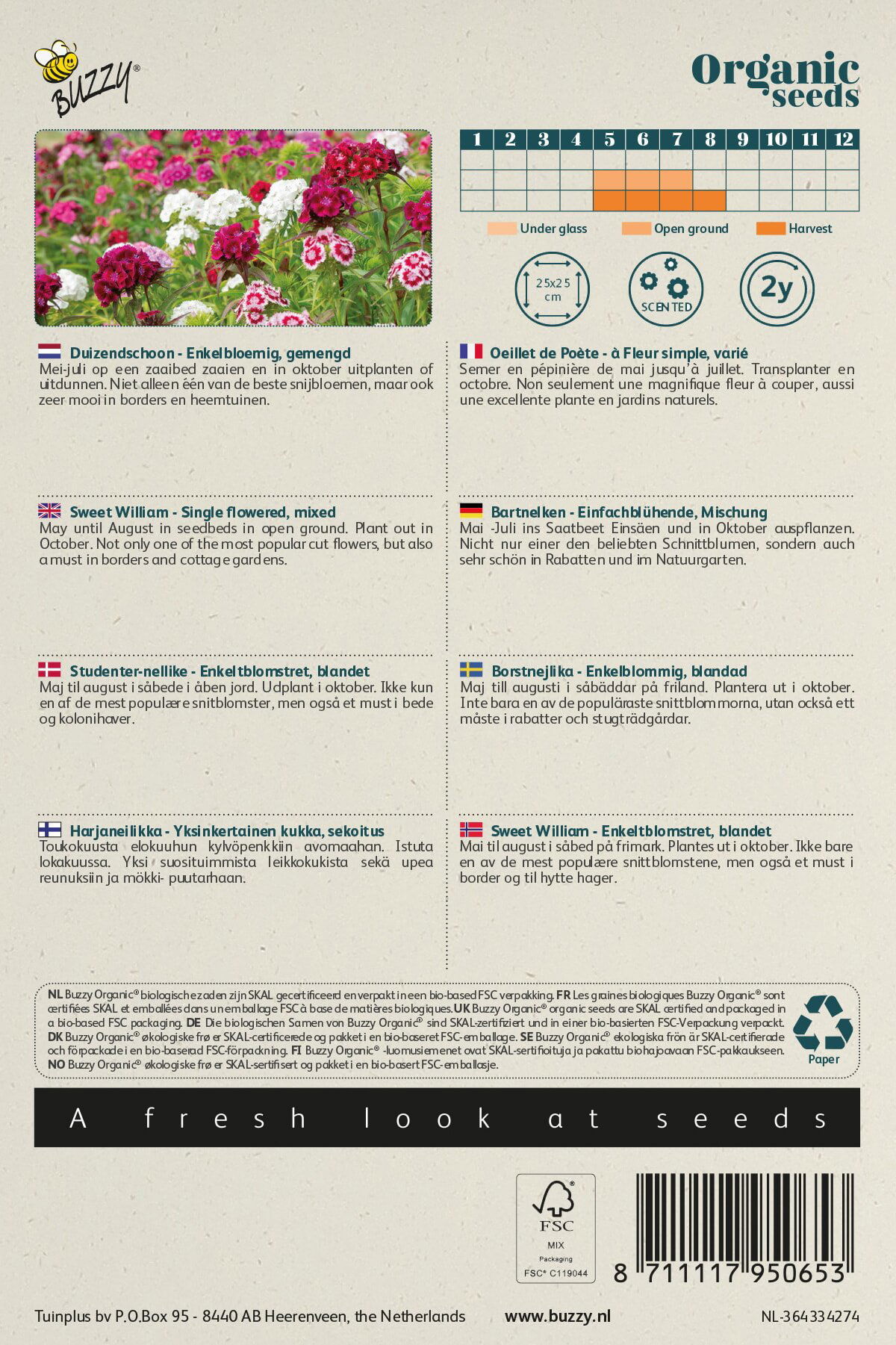 Frøpose med økologiske studenternelliker, enkelblomstrede