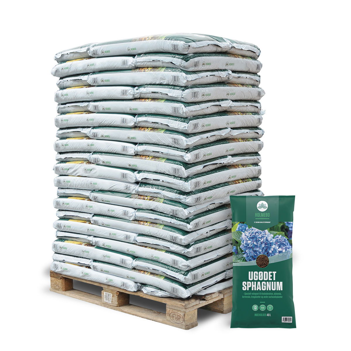 Ugødet sphagnum - 60 poser á 40 liter