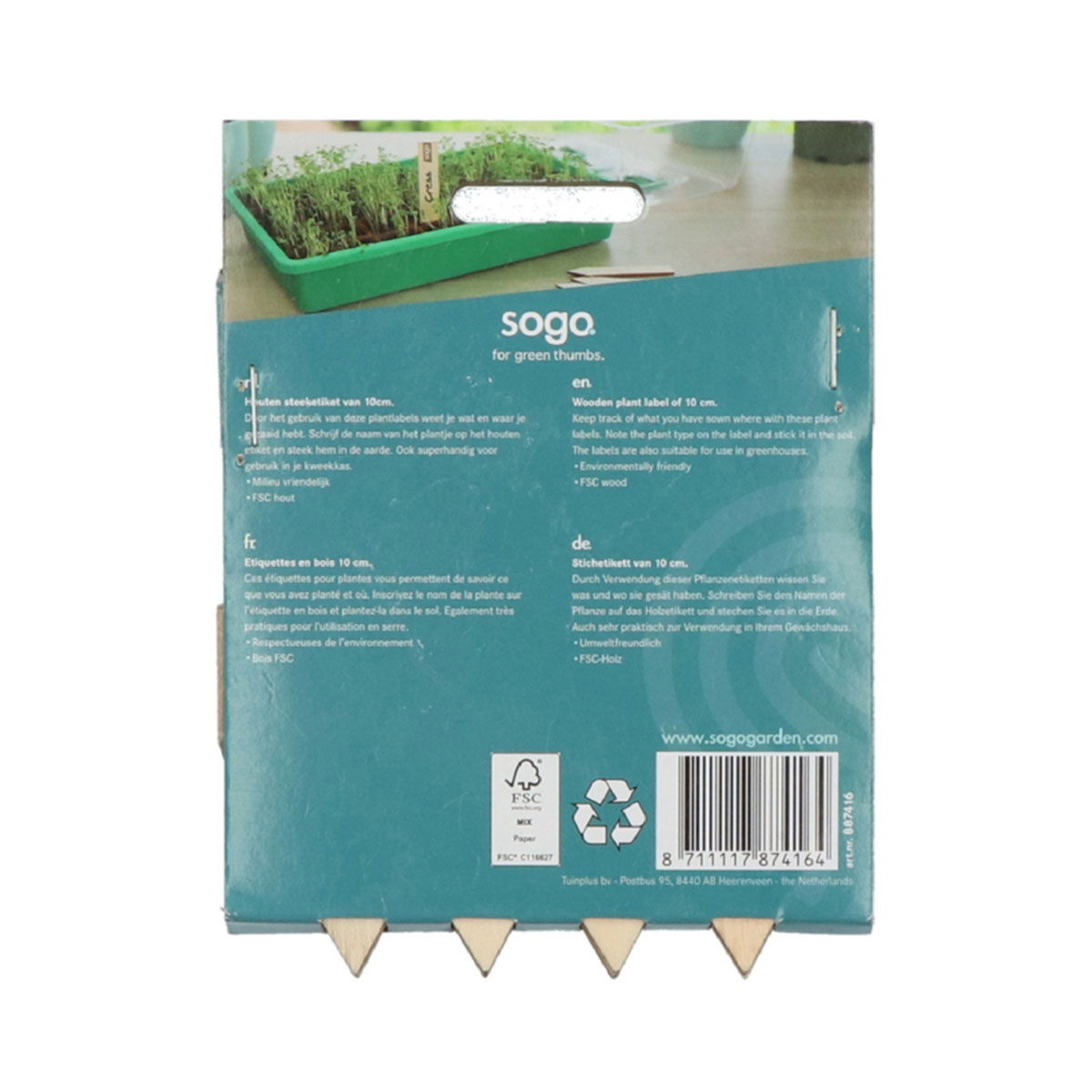 Soga træ planteetiketter 10 cm til have og drivhus