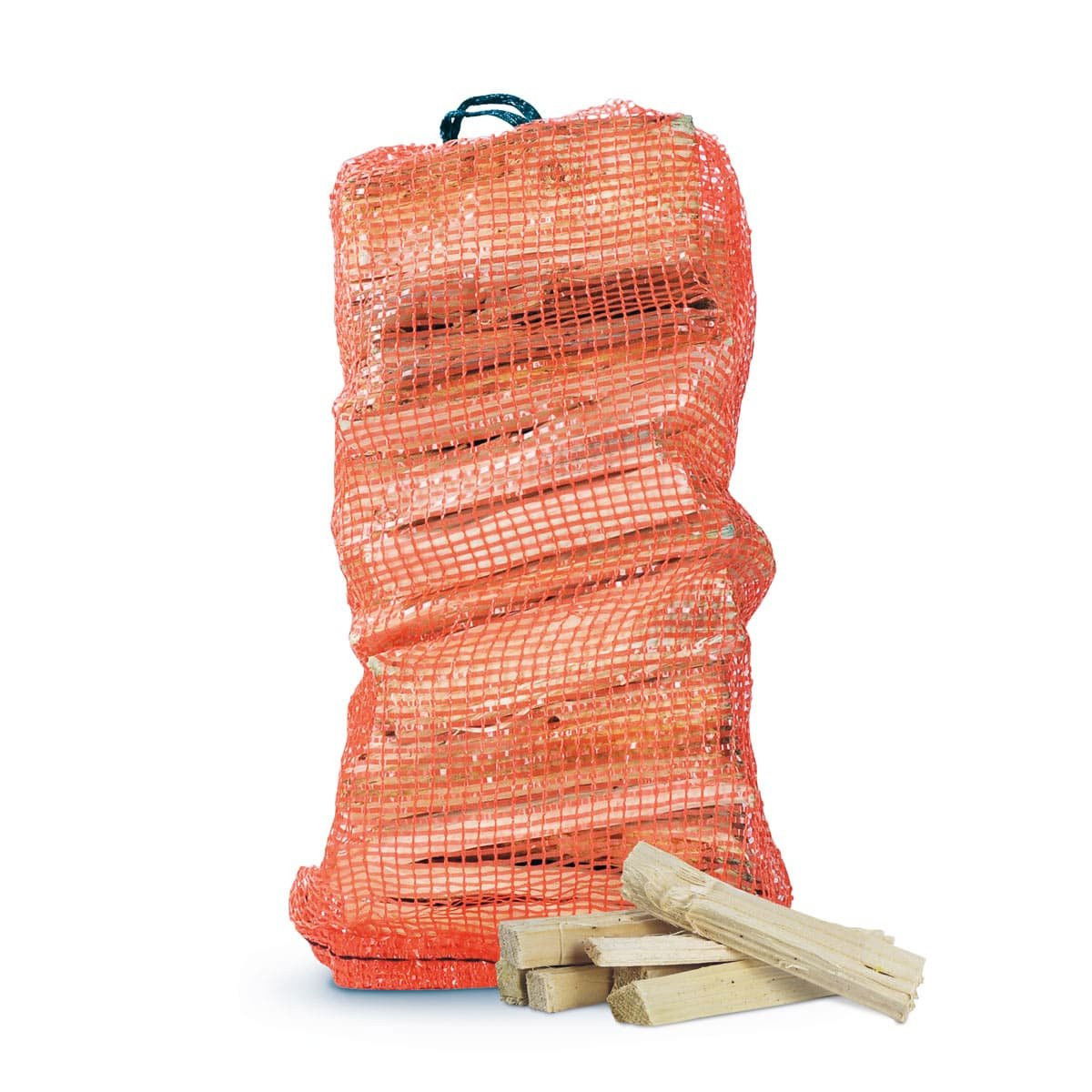 Sæk med optændingsbrænde i netpose