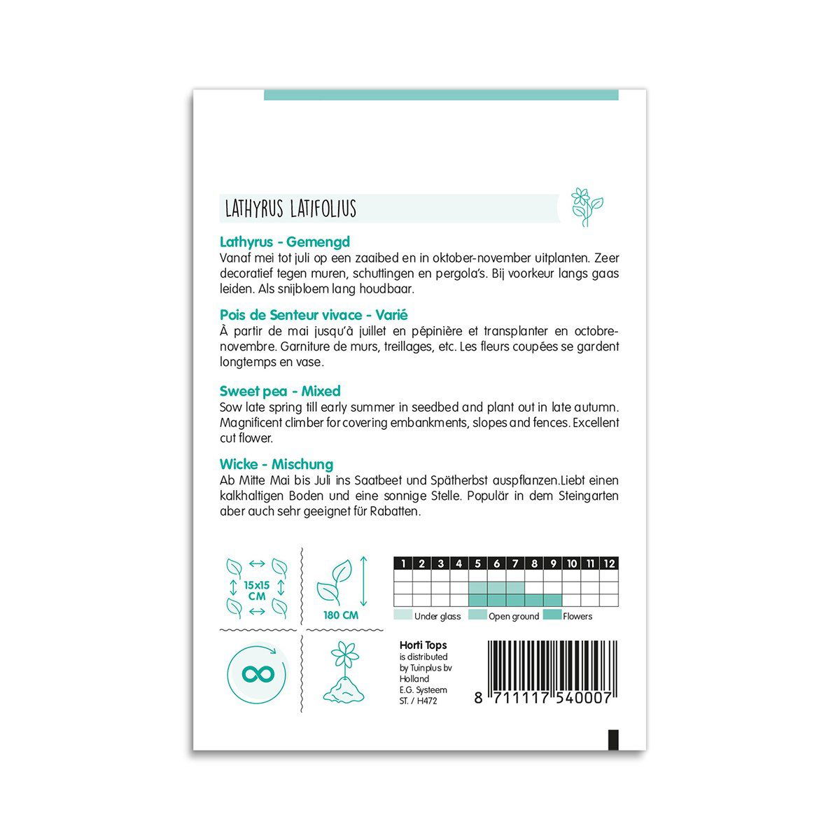 Pose med frø af prydært Lathyrus latifolius blanding