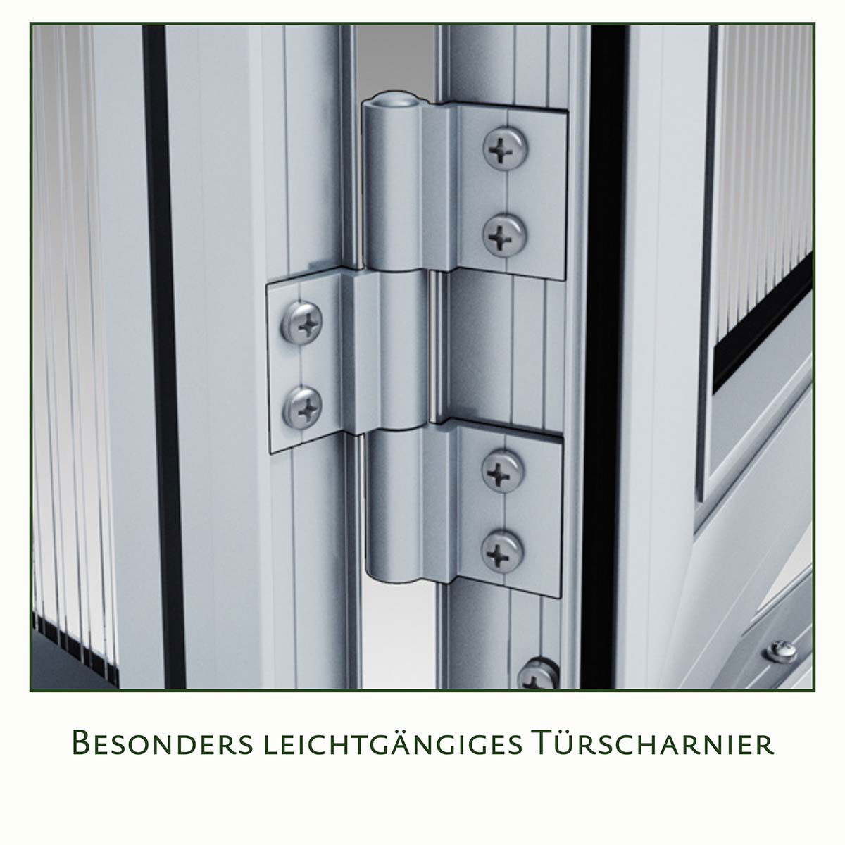 Stærkt og letløbende dørhængsel i aluminium