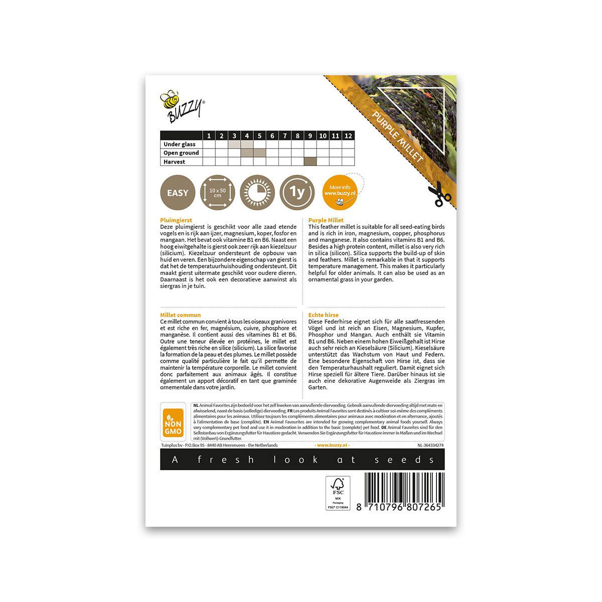 Buzzy Purple Millet frø til frøædende fugle