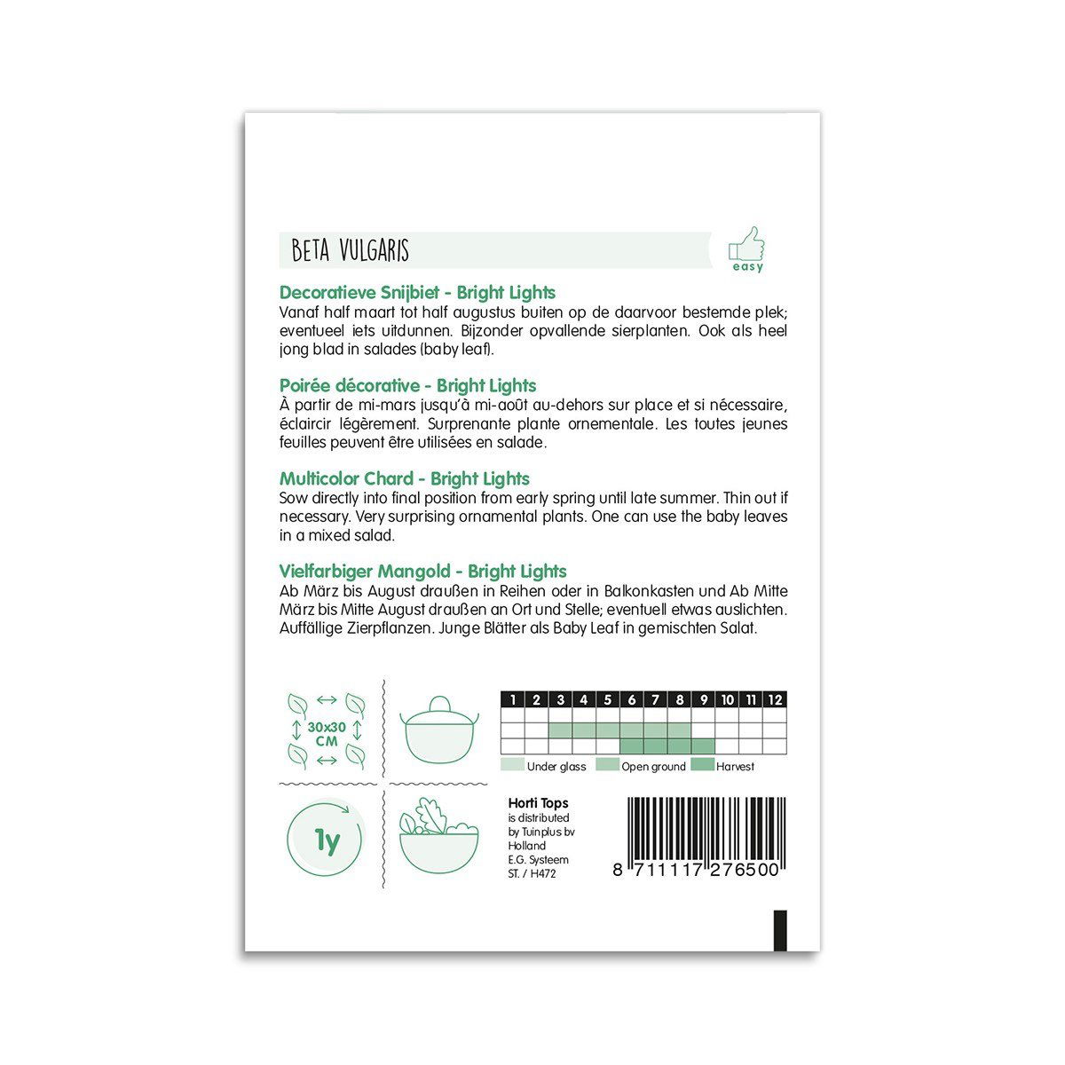 Pose med frø til multicolor bladbede Bright Lights