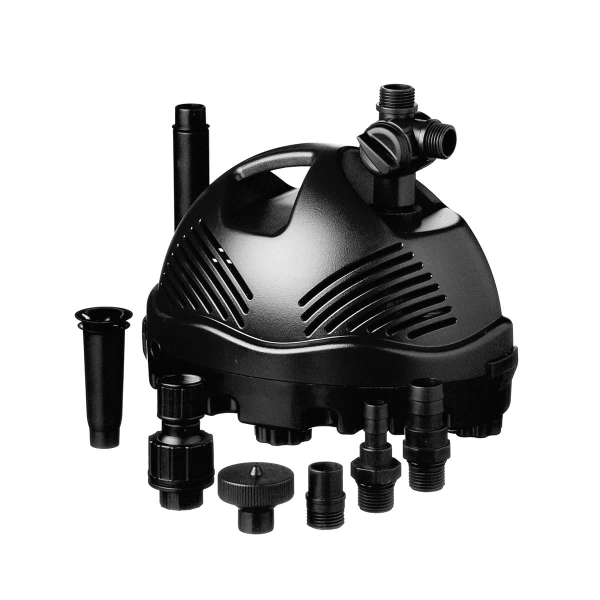 Sort springvandspumpe til havedam med tilbehør