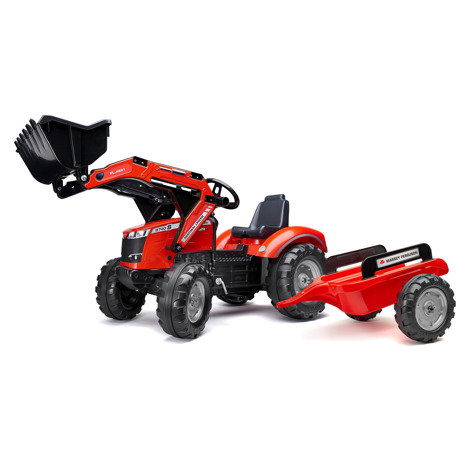 Massey Ferguson Traktor Inkl Frontlæsser Og Vogn Fra Falk