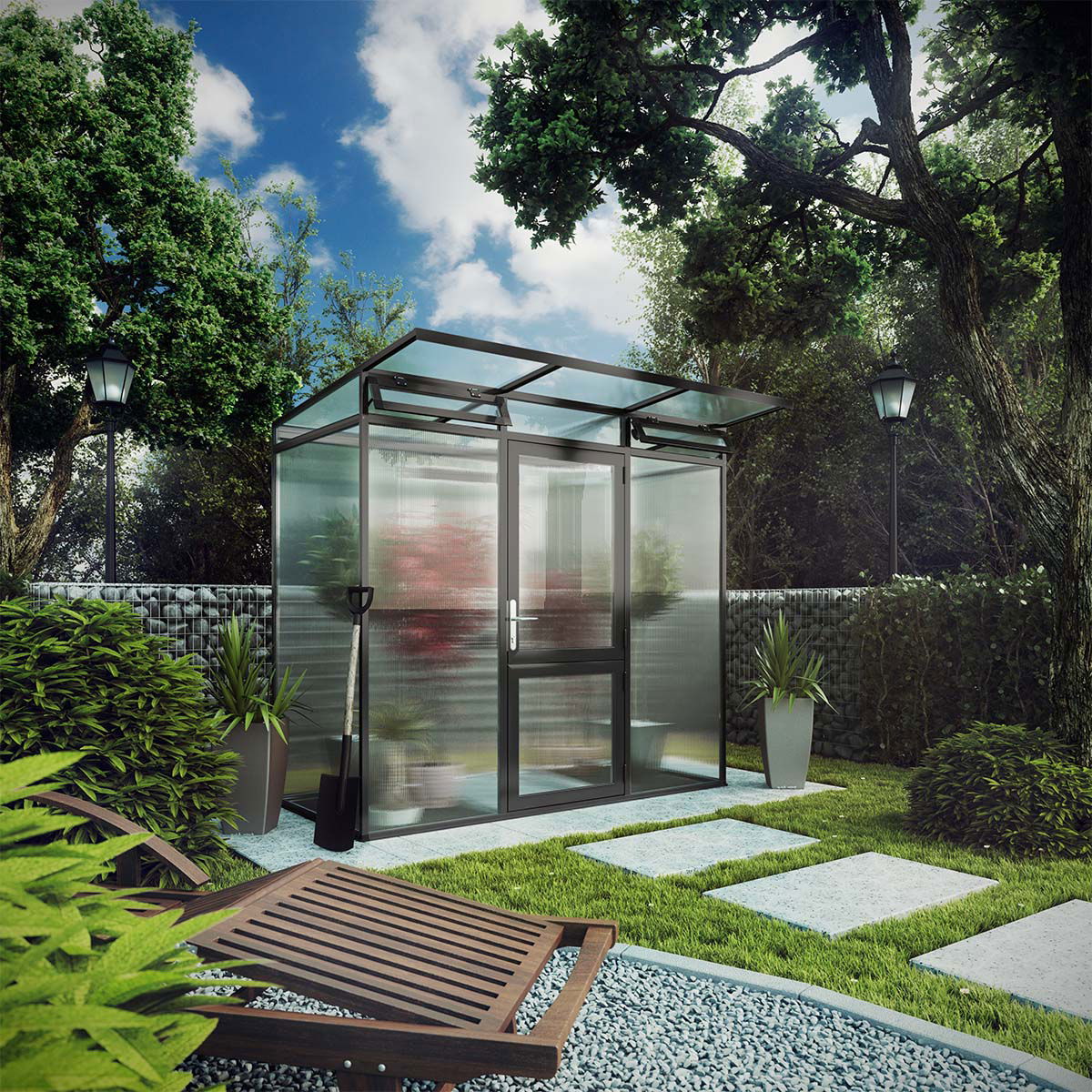 Drivhus - Model Linea I, Antracitgrå