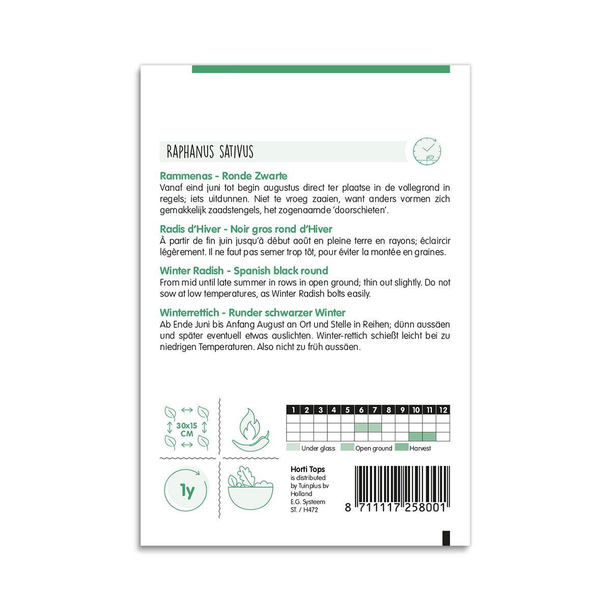 Pose med vinterradisefrø Ronde Zwarte