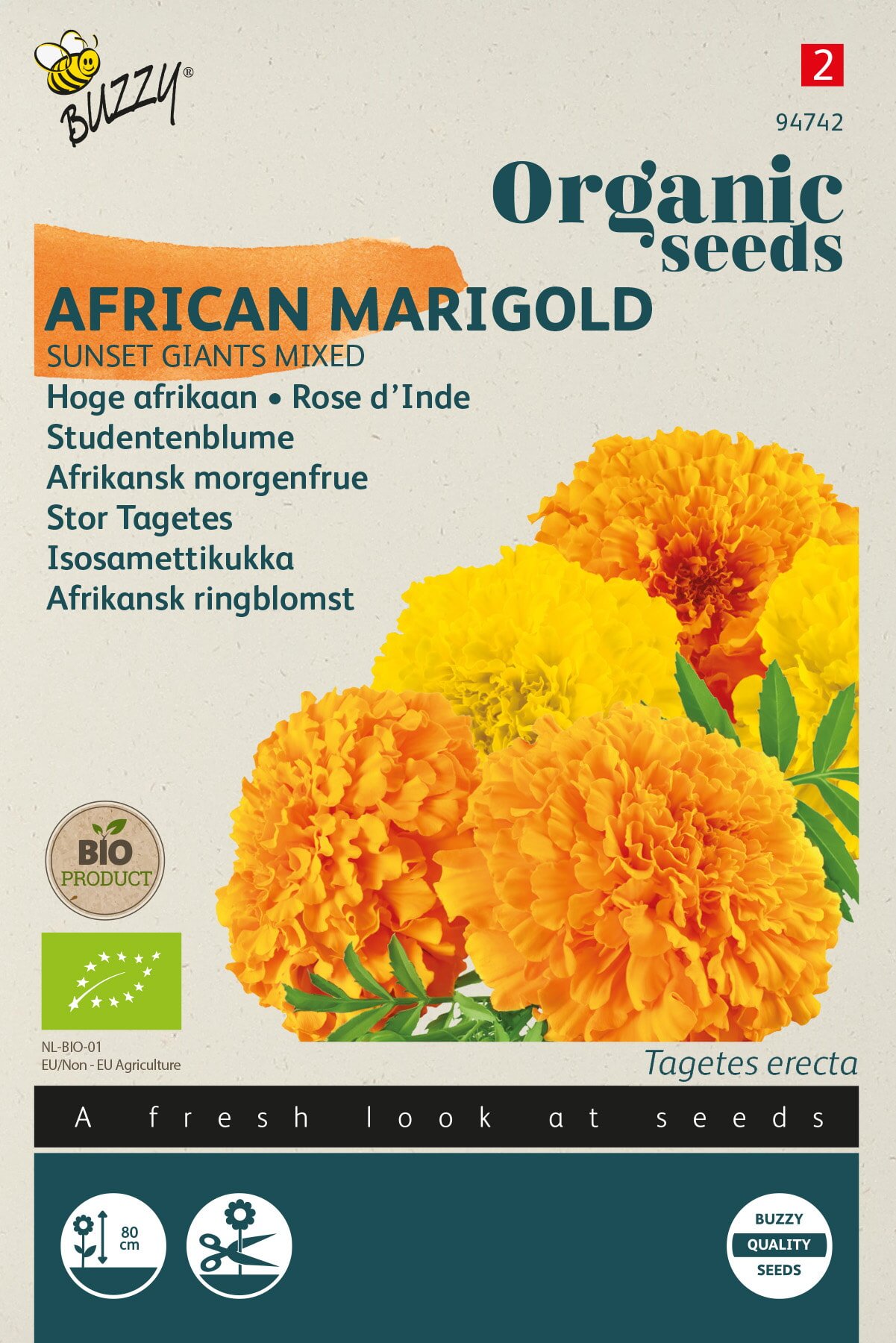 Økologisk Tagetes frø "Sunset Giants Mixed"