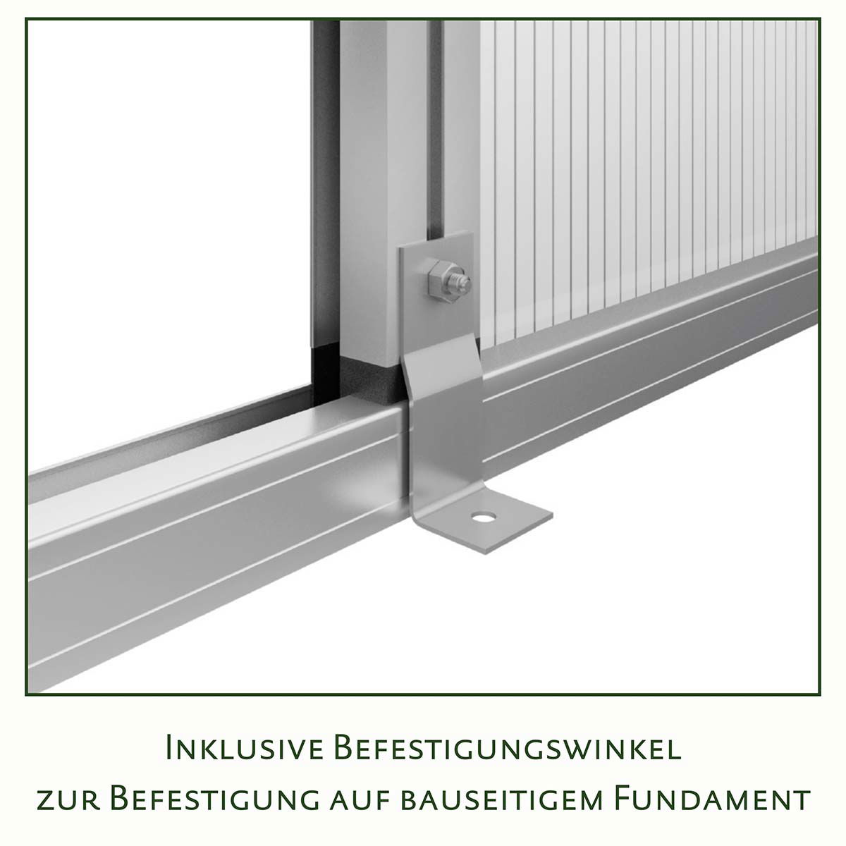 Detalje af dør med monteringsvinkel til fundament