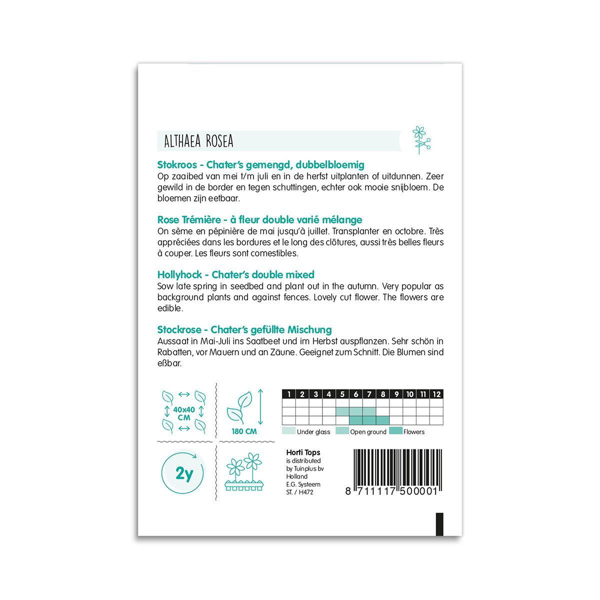 Pose med Althaea rosea stokrose frø, Chater’s blanding