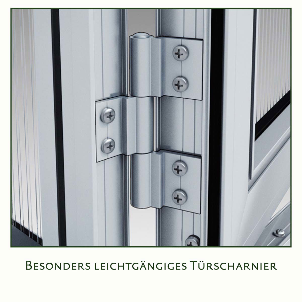 Nærbillede af letløbende metal dørhængsel