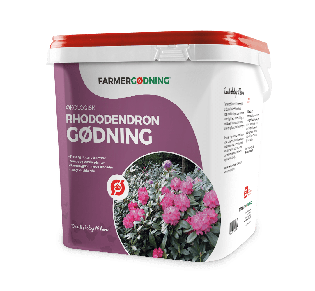 Hvid spand med økologisk rhododendron gødning