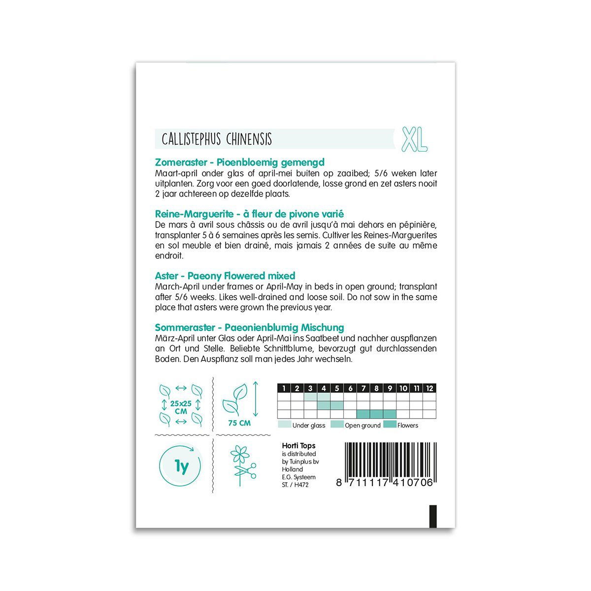 Pose med Callistephus chinensis pæonaster frø