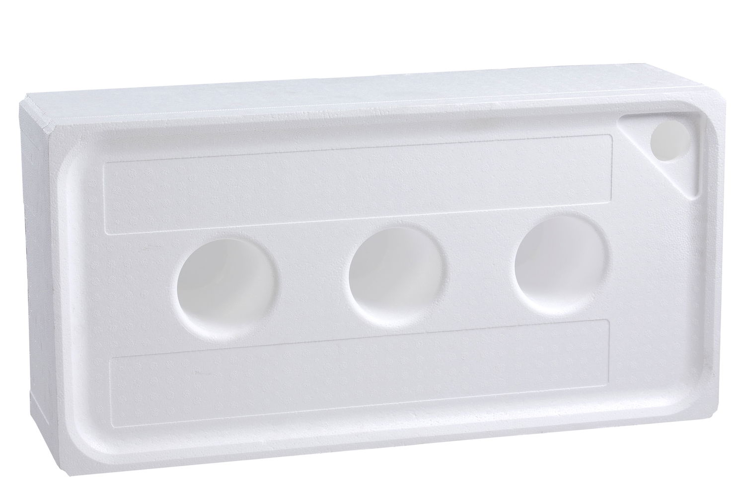 Rektangulær hvid EPS-flaskeholder med 3 huller