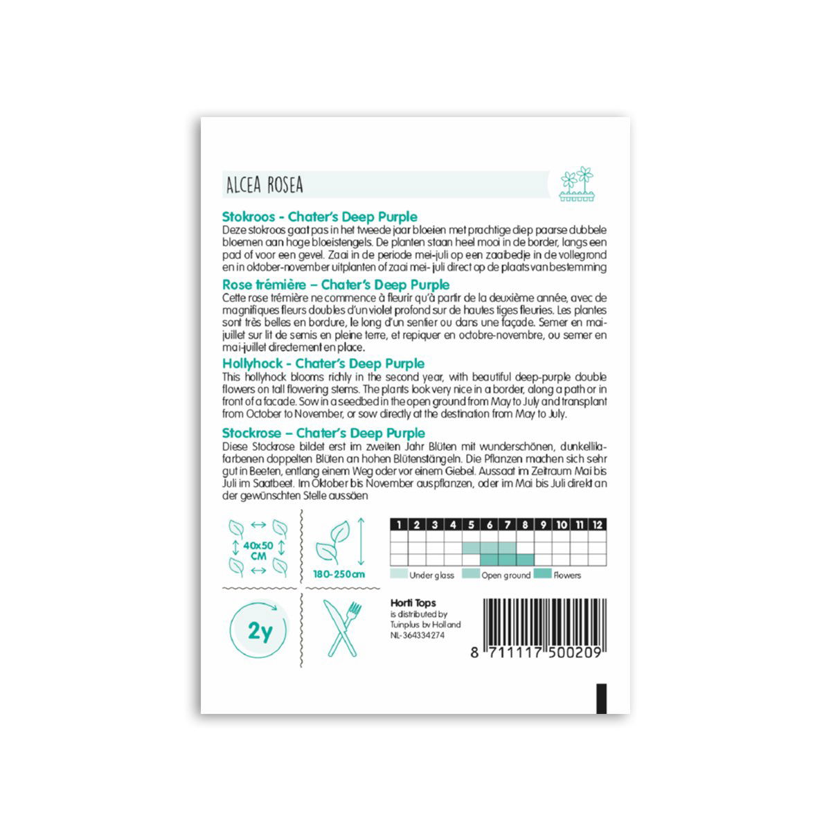 Frøpose til stokrose Alcea rosea Chater’s Deep Purple