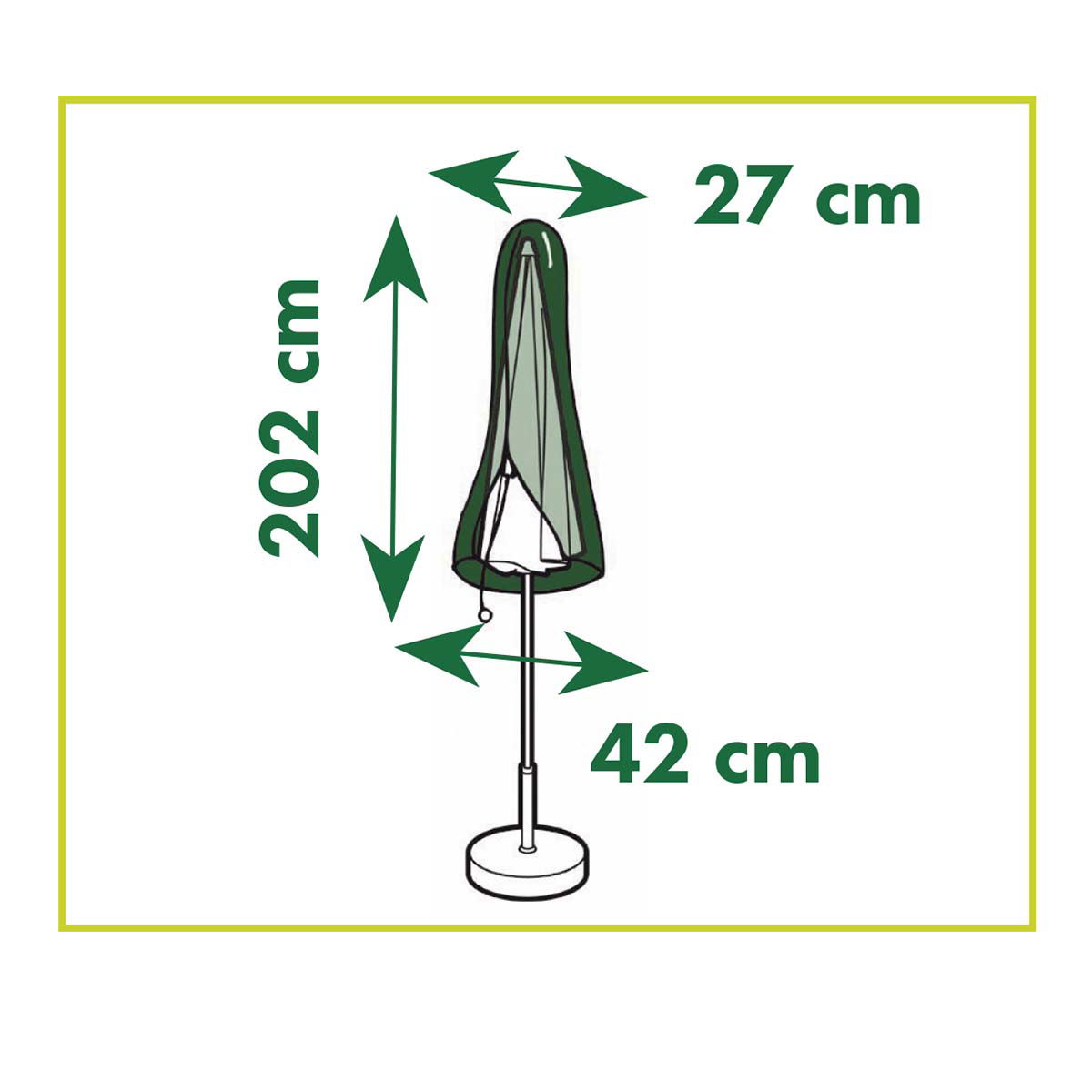 Grønt parasolovertræk 202 x 27 x 42 cm på stander