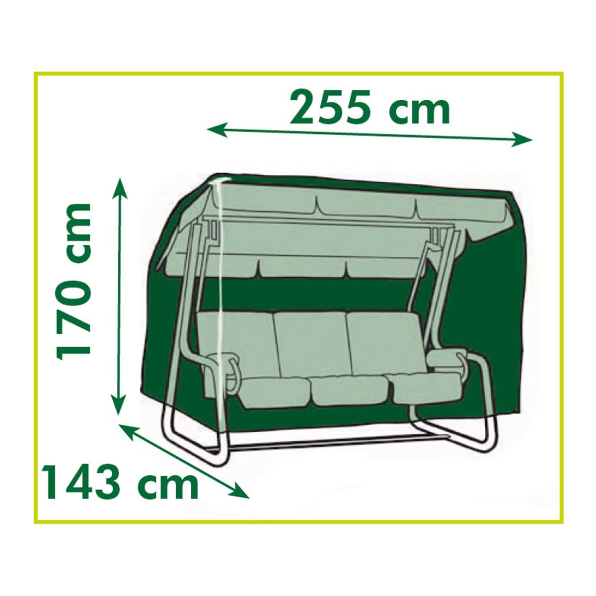 Grønt overtræk til gyngesofa 255x143x170 cm