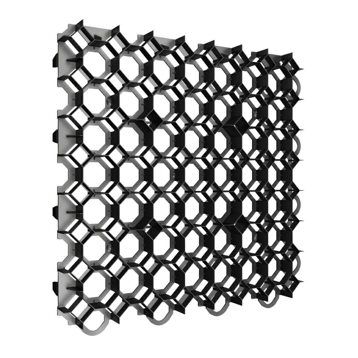 Sort sekskantet græsarmeringsplade i plast
