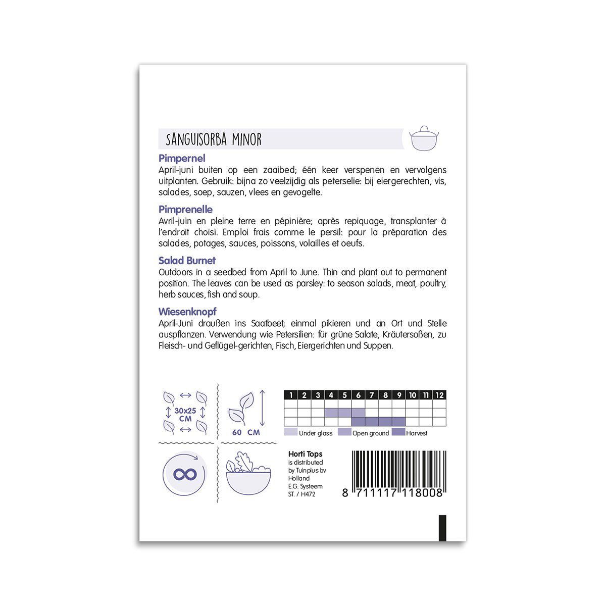 Pose med Sanguisorba minor frø til køkkenhaven