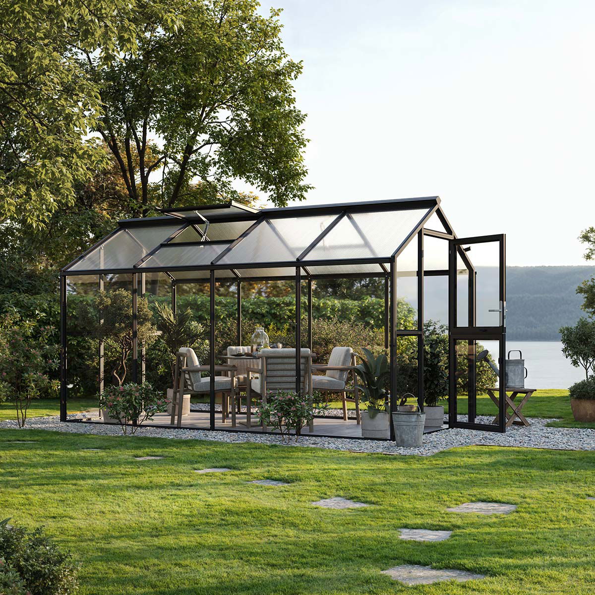 Drivhus - Model Galant IV, ESG + HKP, Antracitgrå