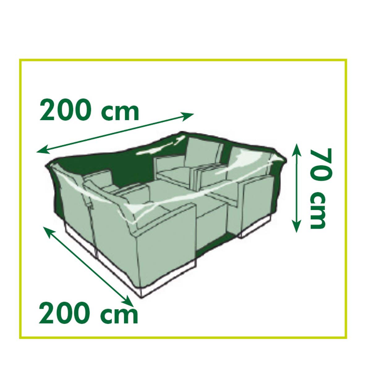Grønt møbelovertræk til loungesæt 200x200x70 cm
