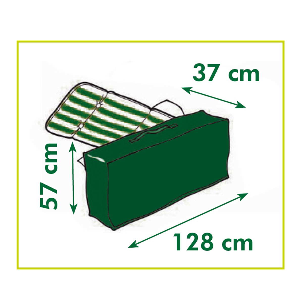 Grøn opbevaringstaske til hynder 128x57x37 cm