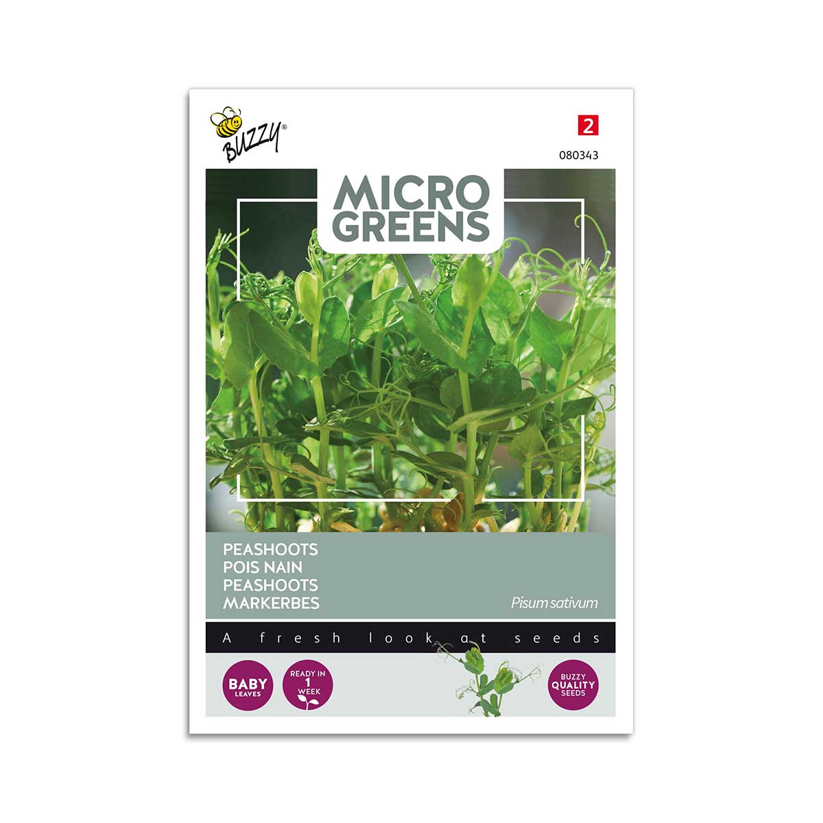 Frøpose med mikrogrønt ærteskud fra Buzzy Seeds