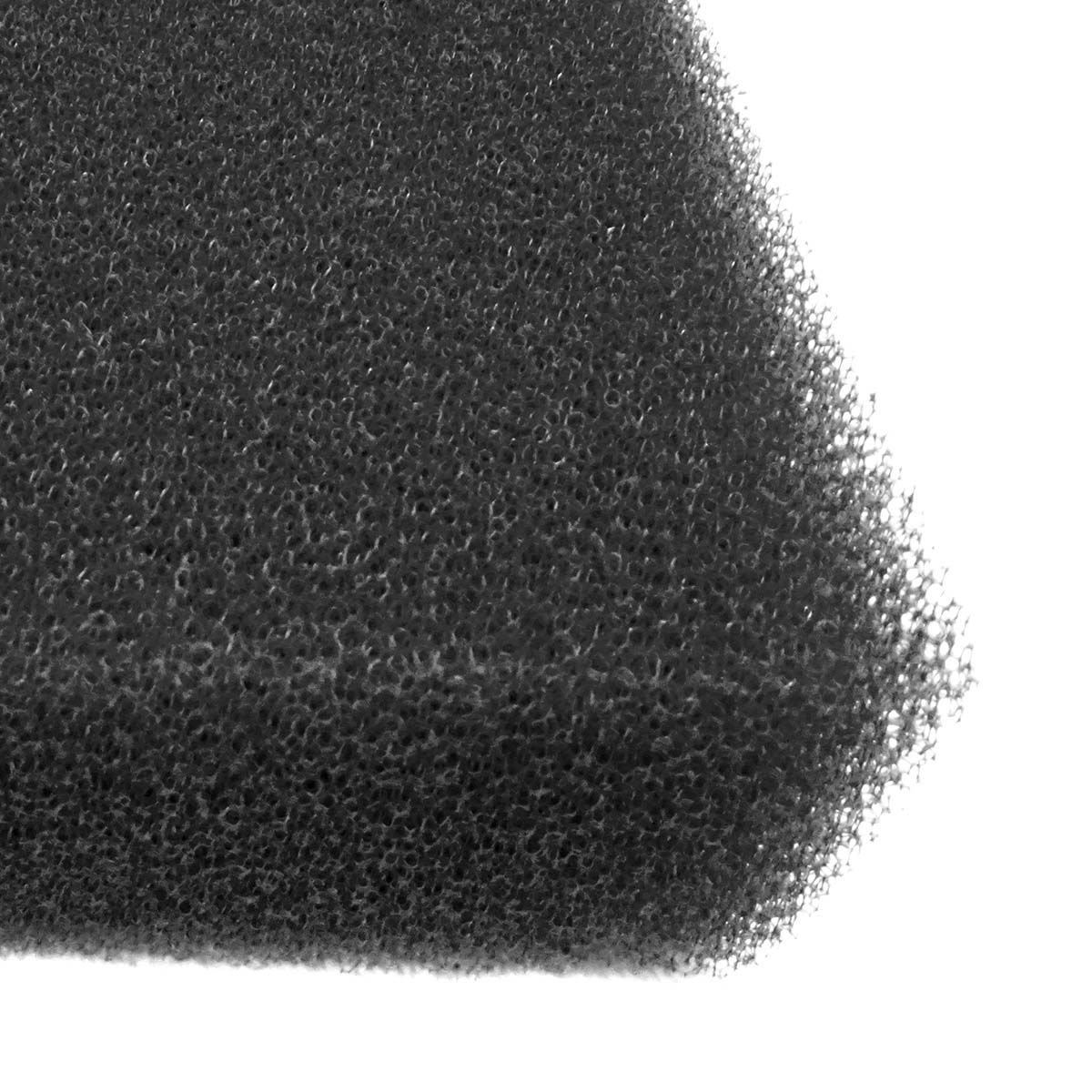 Nærbillede af sort porøs filterskumplade