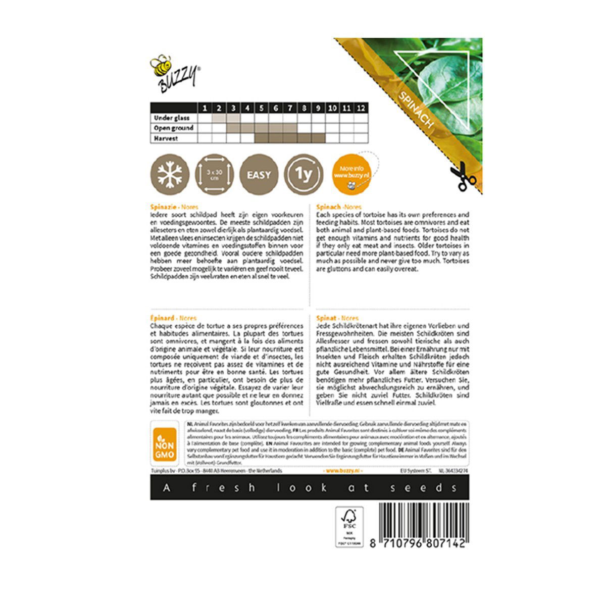 Buzzy spinatfrø til skildpadder, blanding af sorter