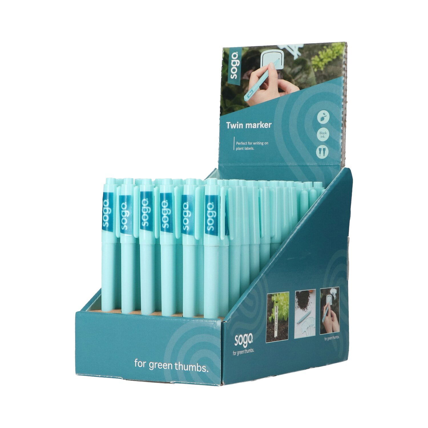 Display med Soga twin marker tuscher til plantemærker