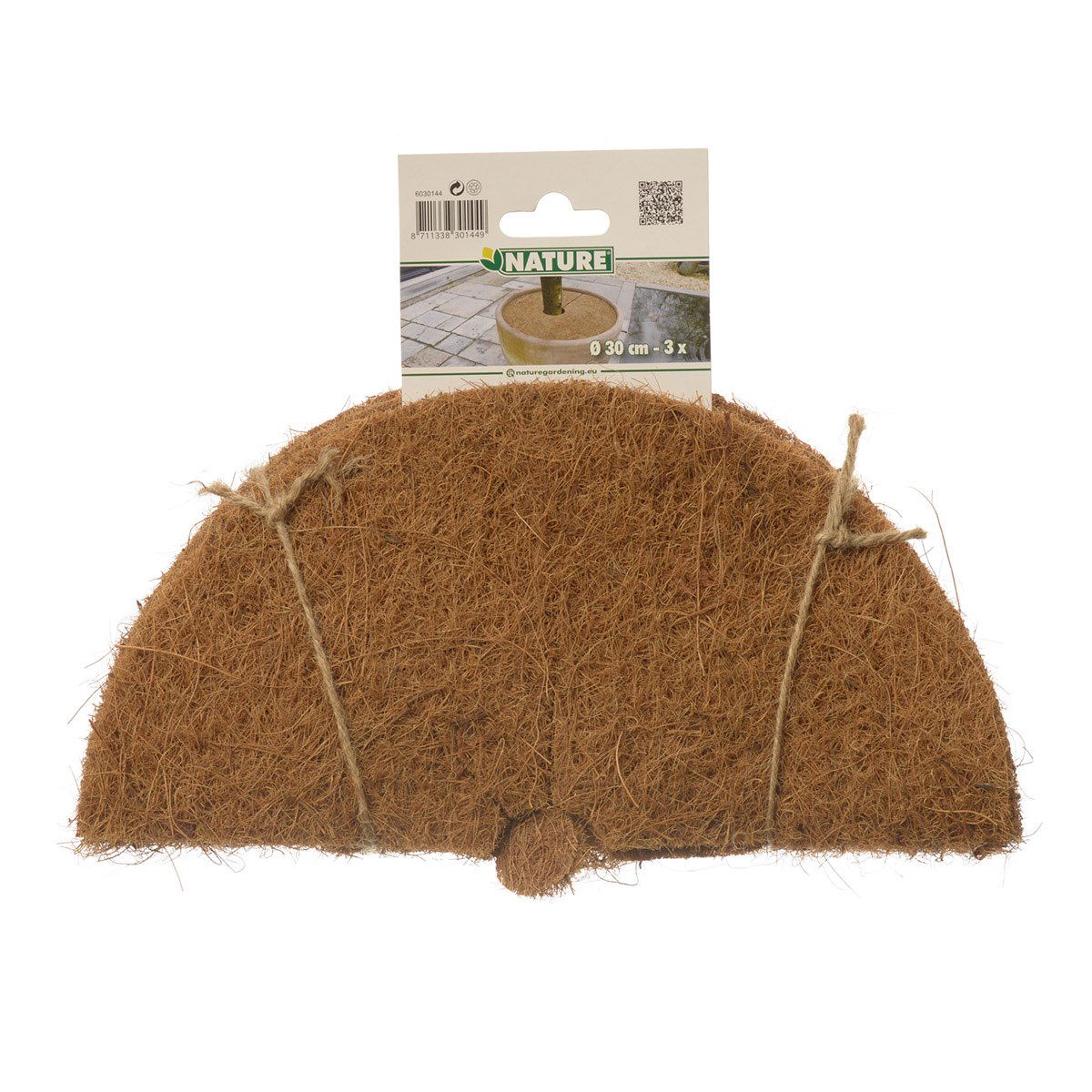 Halvrund Nature kokosmåtte til træbund Ø30 cm
