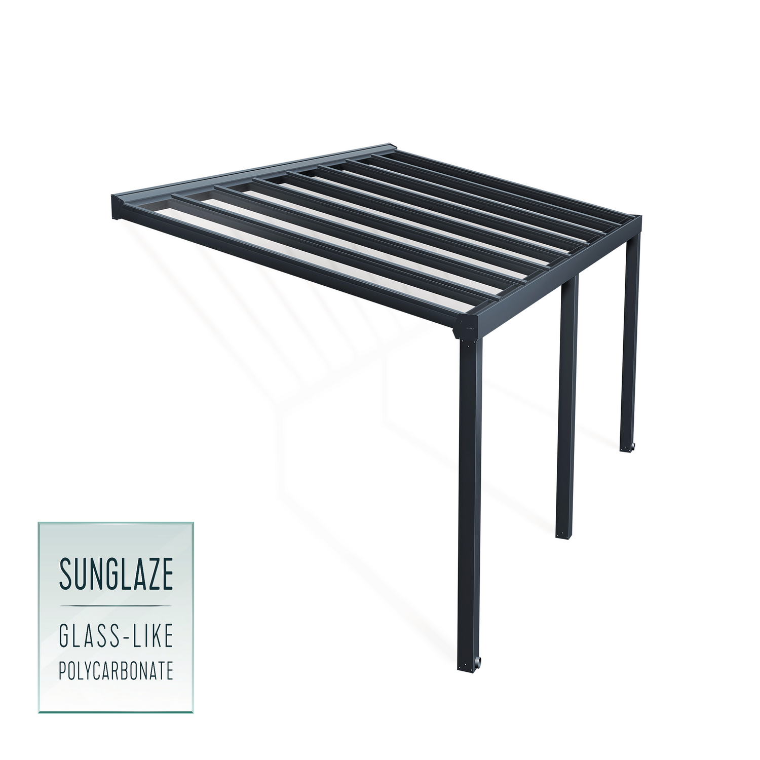 Sort Sunglaze terrasseoverdækning i polycarbonat