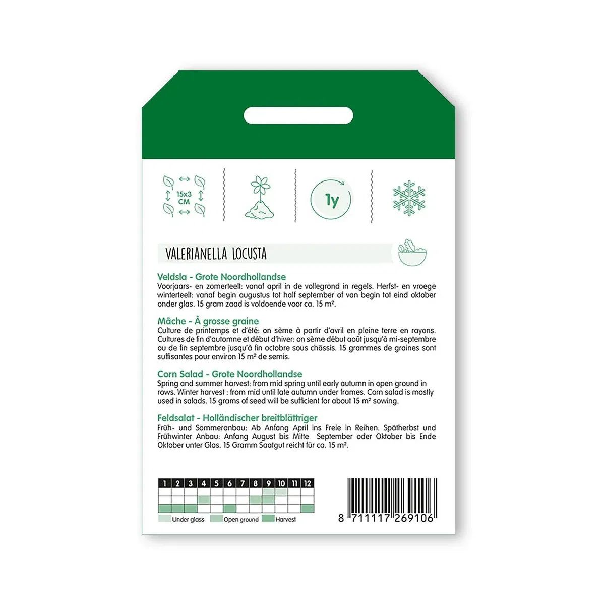 Pose med feldsalatfrø Hollandsk bredbladet 15 g