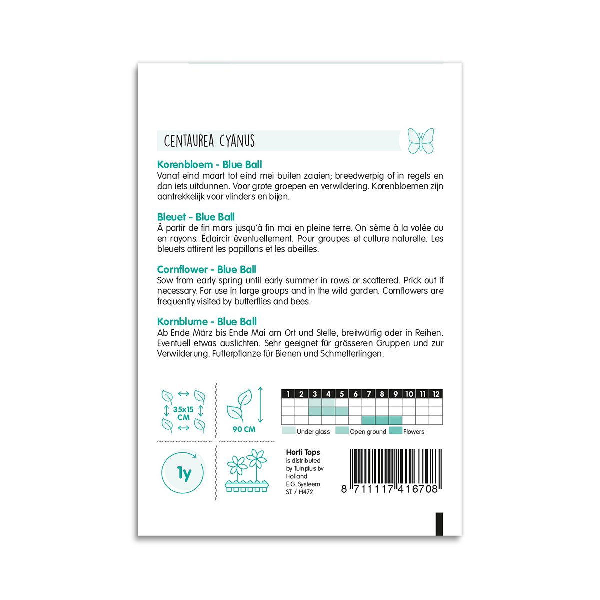 Centaurea cyanus Blue Ball kornblomst frøpose