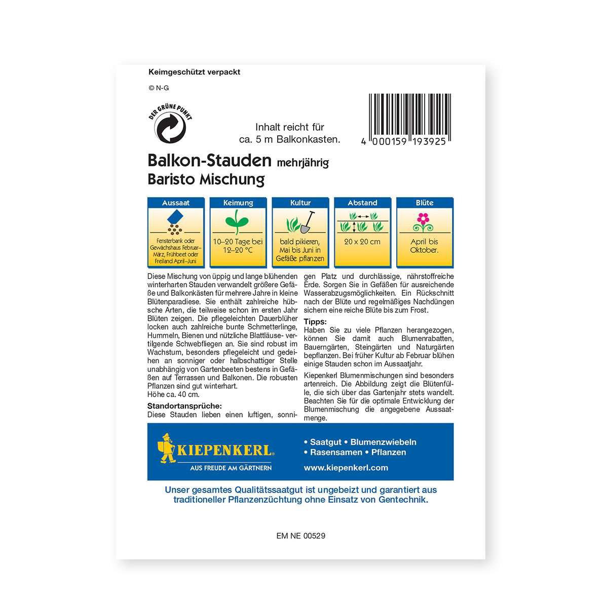 Frøpose med Kiepenkerl Baristo flerårige altanstauder