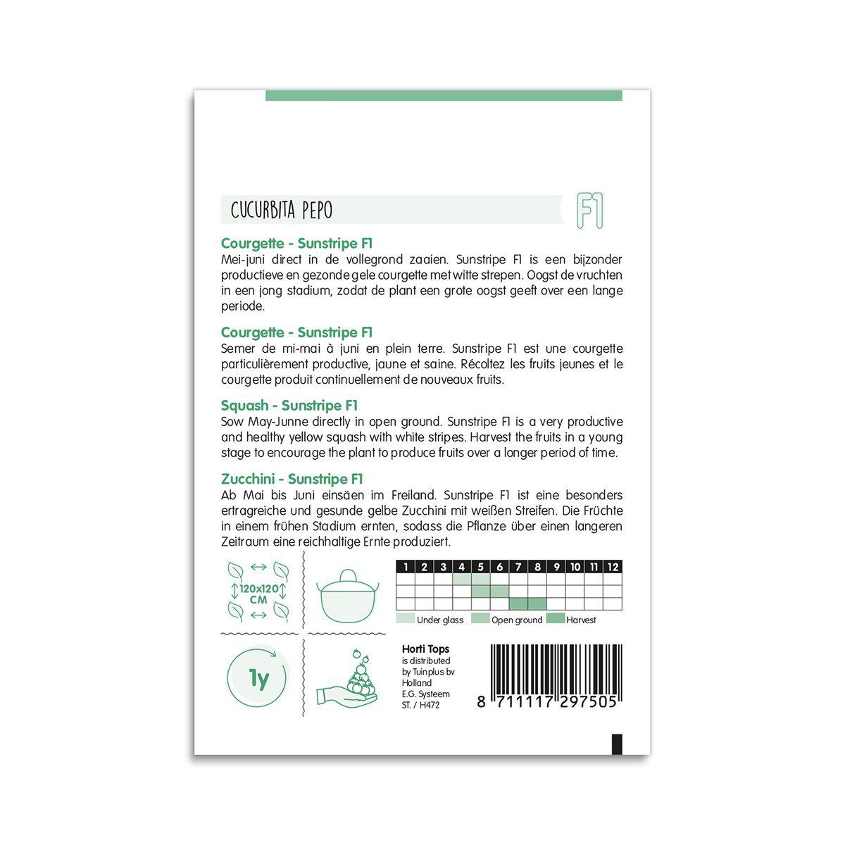 Pose med frø til gul squash Courgette Sunstripe F1