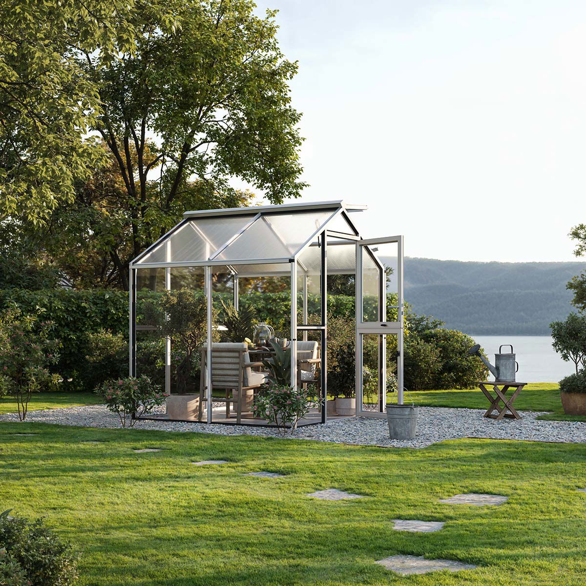 Drivhus - Model Galant II, ESG + HKP, Aluminium Natur