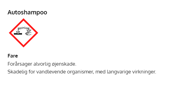 Autoshamppo med ætsnings- og miljøfarepiktogram