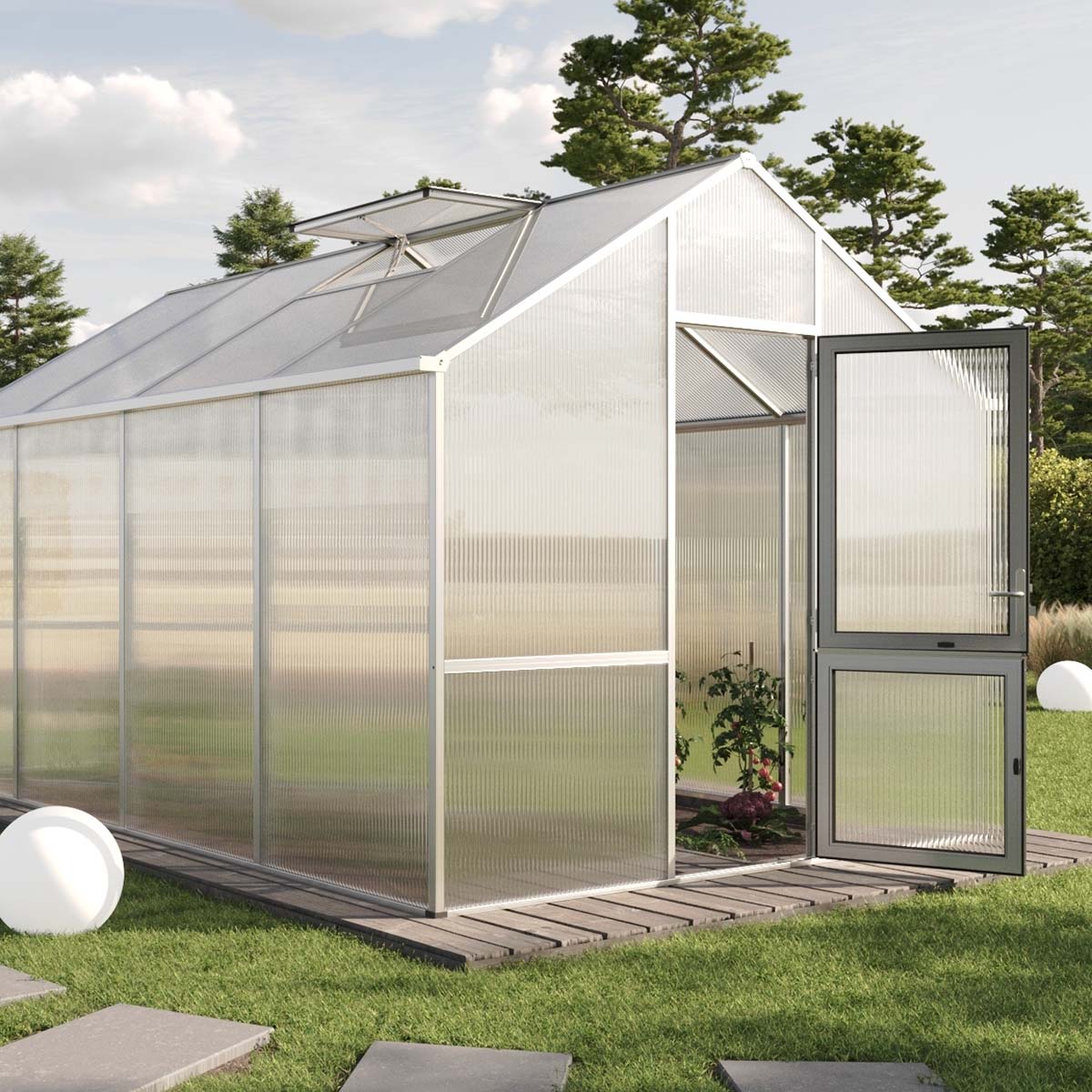 Drivhus - KGT Dahlie IV, blank aluminium - 12,74 m2