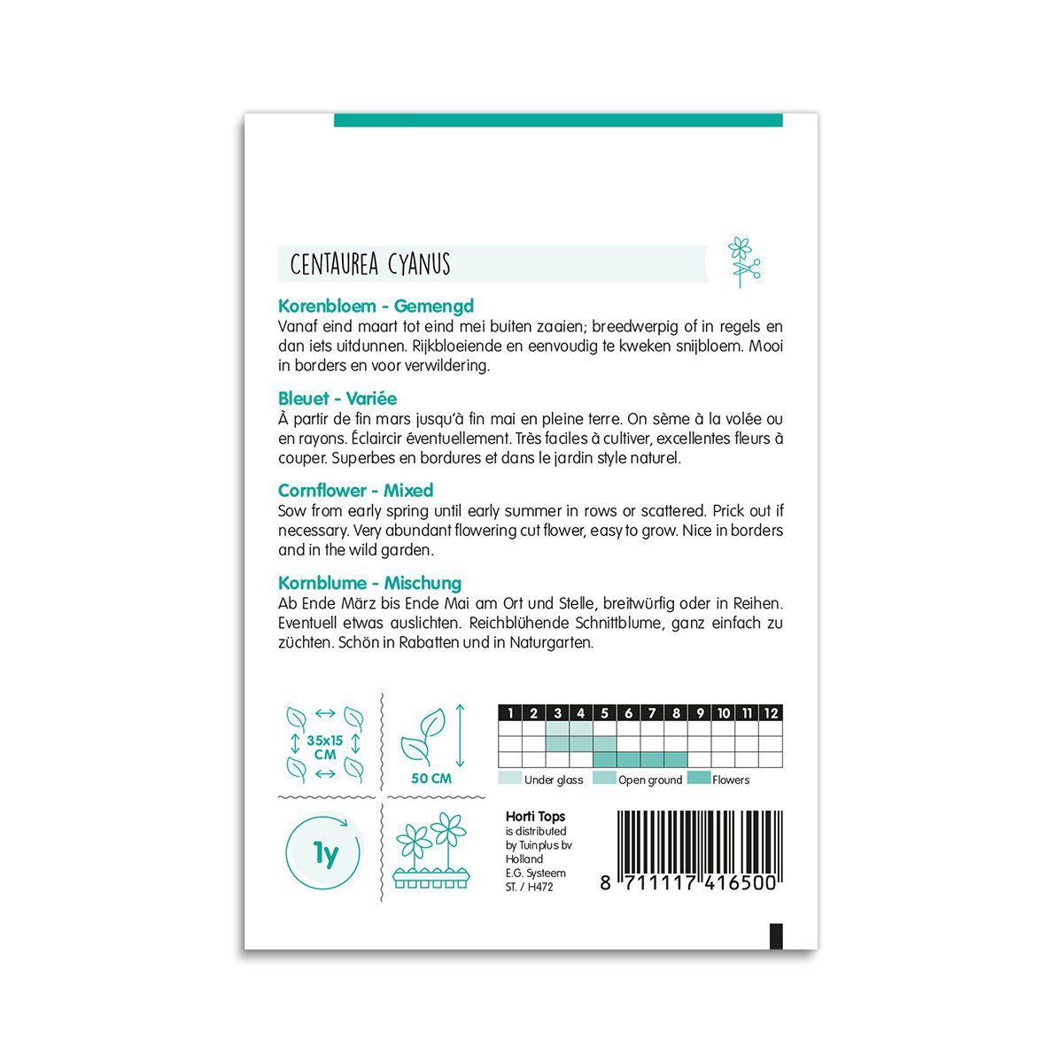 Pose med kornblomst frøblanding Centaurea cyanus