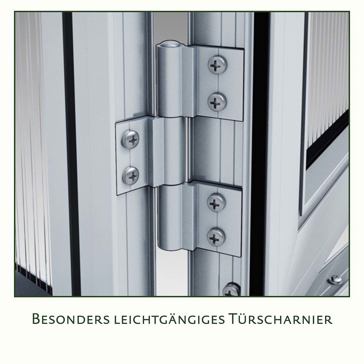 Nærbillede af letløbende aluminiumsdørhængsel