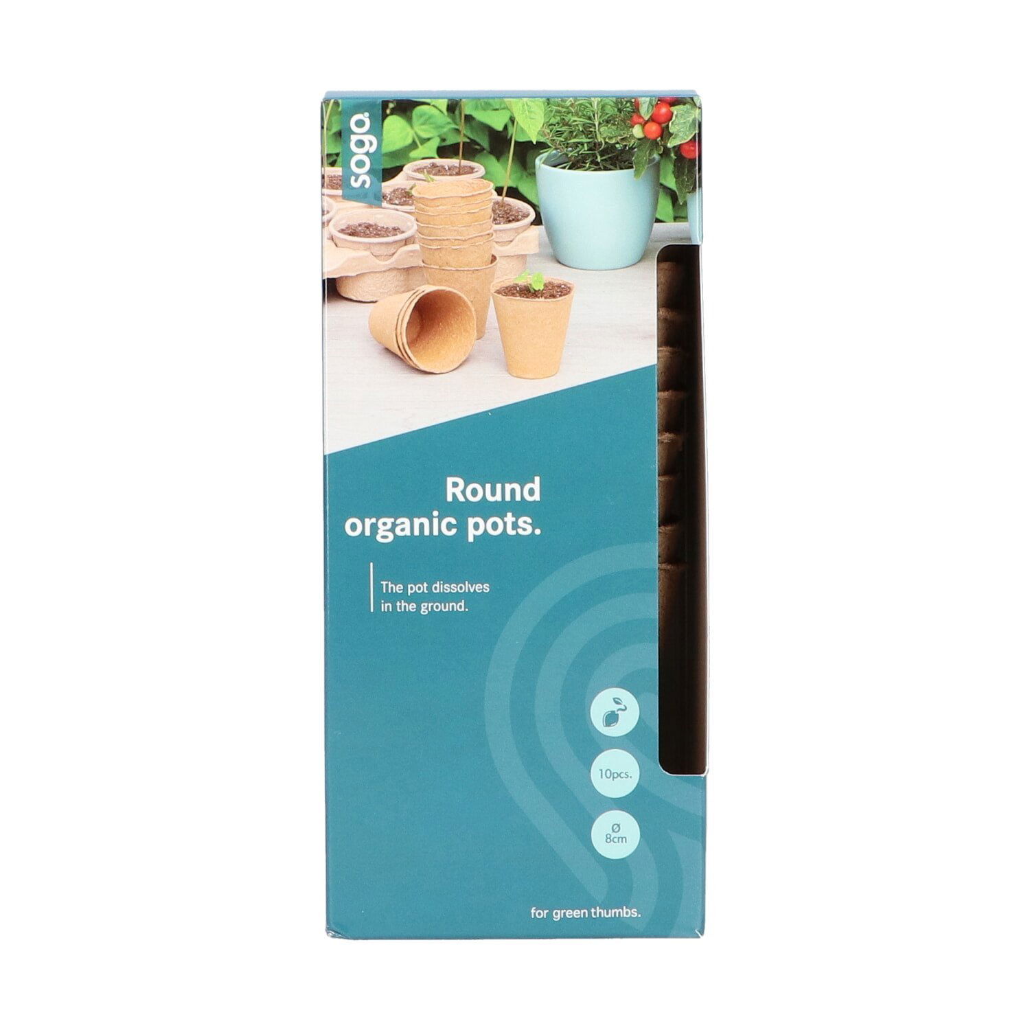 Pakke med runde økologiske plantepotter, 10 stk